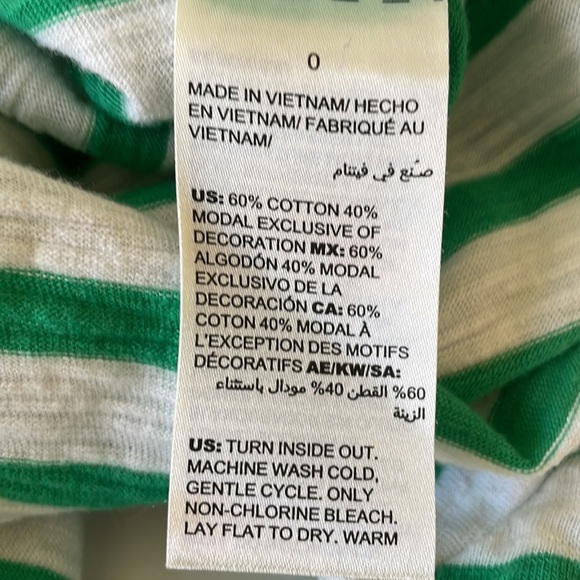 CHICO’S shirt size S (Chico’s size 0) green white striped cotton blend - Picture 6 of 7